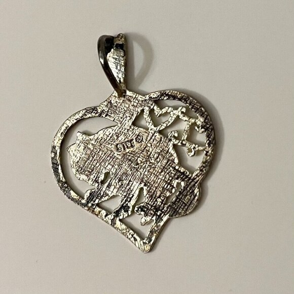 Vintage Sterling Silver I Heart Cat Pendant Tarnished - Picture 8 of 14